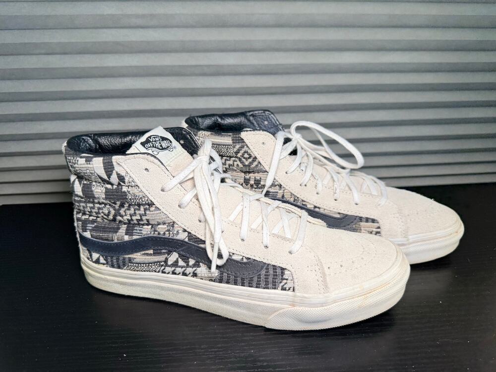 Vans Sk8-Hi Reissue Woven Tribal Cream Black Sneakers Women’s 8 Mens 6.5